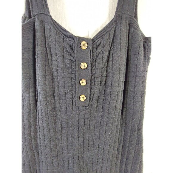 Free People Beach Short and Sweet Mini Dress Size M Black Ribbed Knit Button NEW - Picture 7 of 14